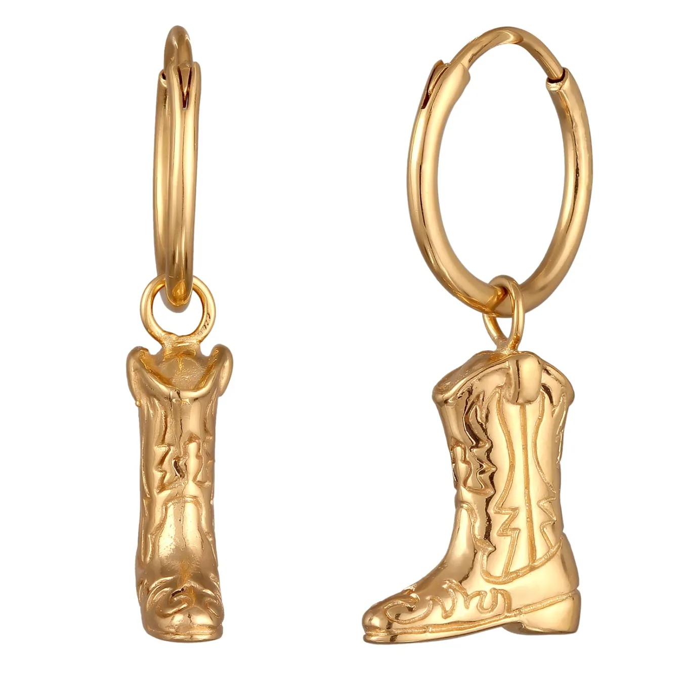 Elli "Creolen Westernstiefel< Vergoldet|Symbol-schmuck