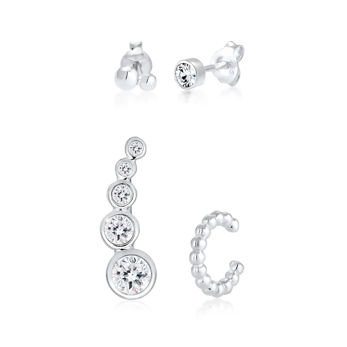 Elli "Ear Climber | Kristall (Weiß)< Ohrringe|Silber