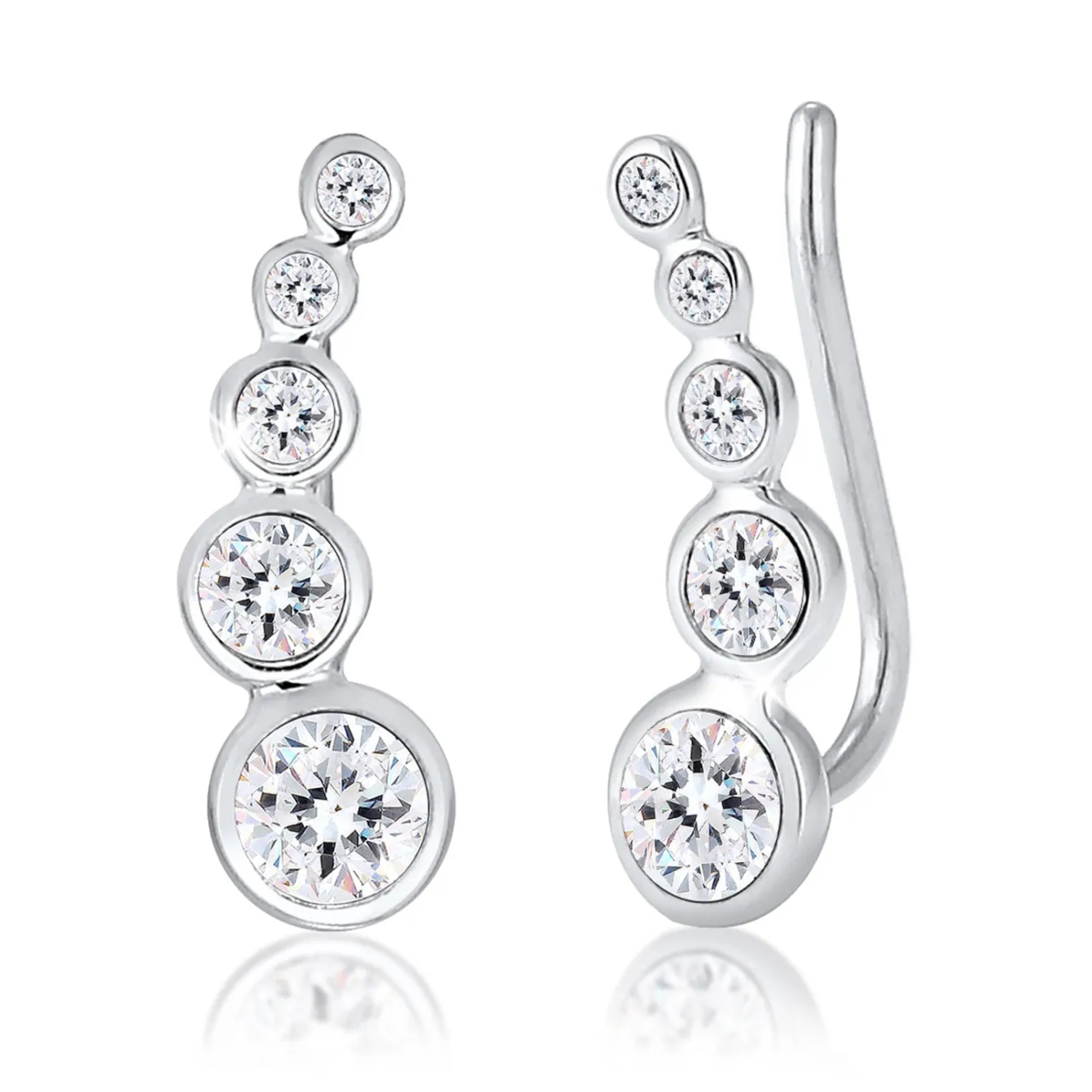 Elli "Ear Climber | Kristall (Weiß)< Roségold|Ohrringe