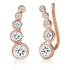 Elli "Ear Climber | Kristall (Weiß)< Roségold|Ohrringe
