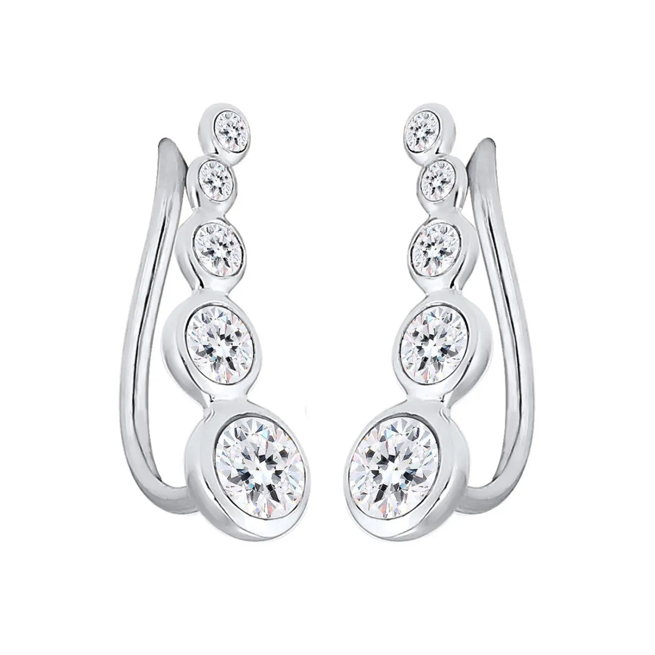 Elli "Ear Climber | Kristall (Weiß)< Roségold|Ohrringe