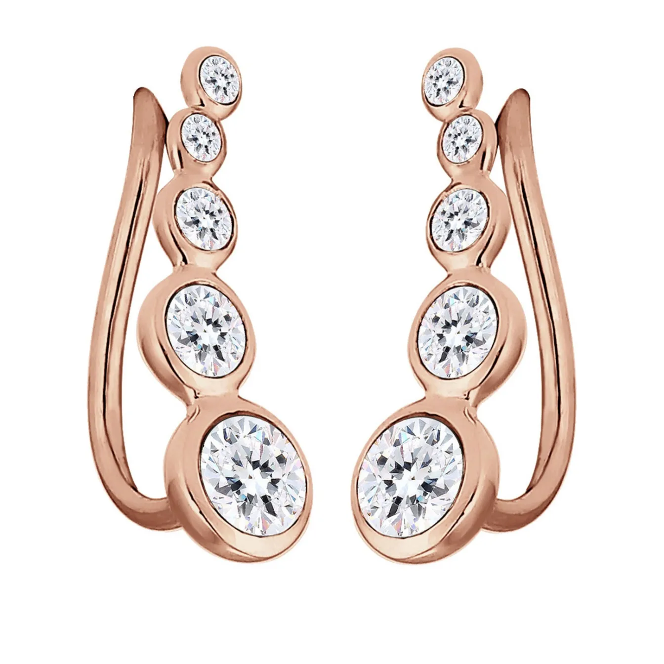 Elli "Ear Climber | Kristall (Weiß)< Roségold|Ohrringe