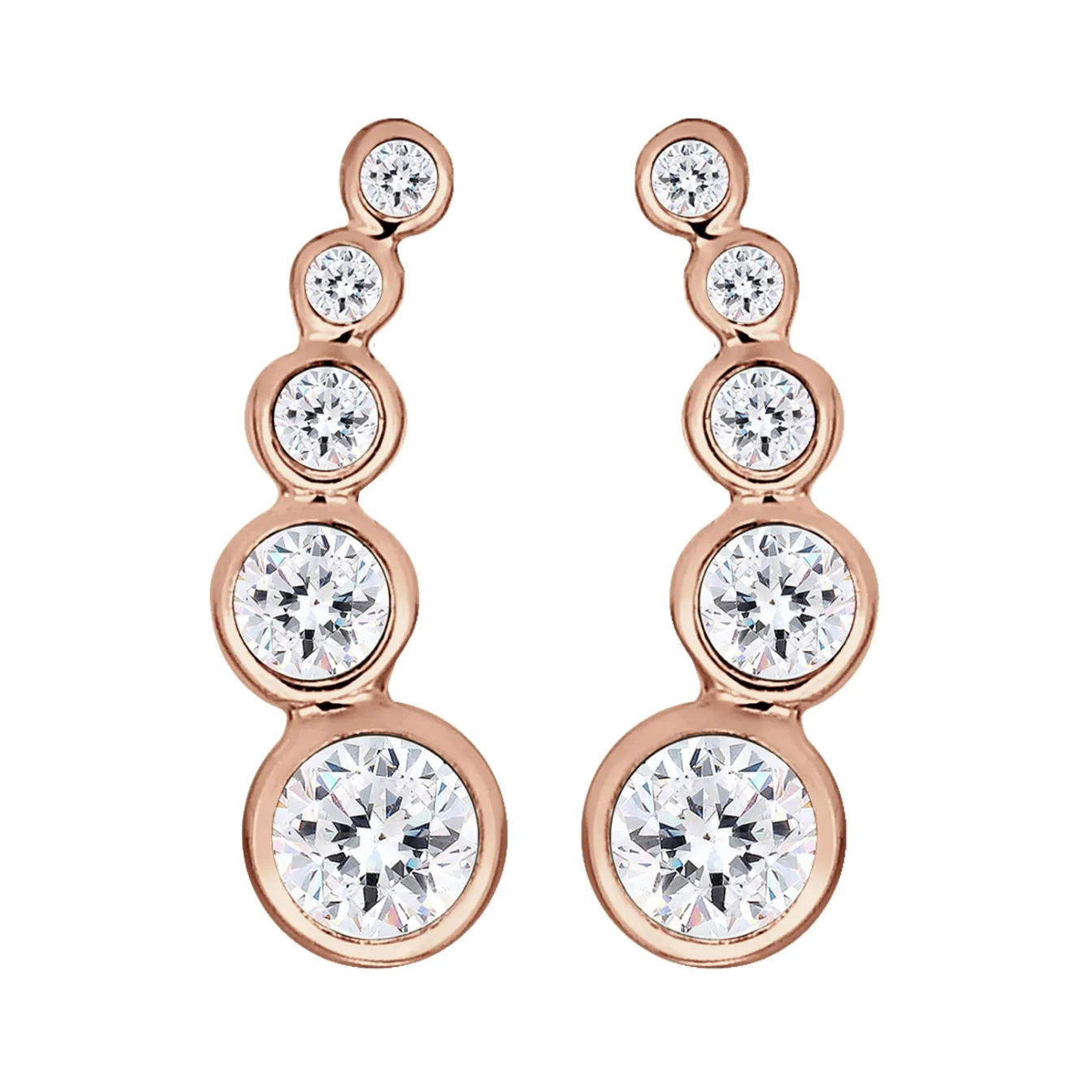 Elli "Ear Climber | Kristall (Weiß)< Roségold|Ohrringe
