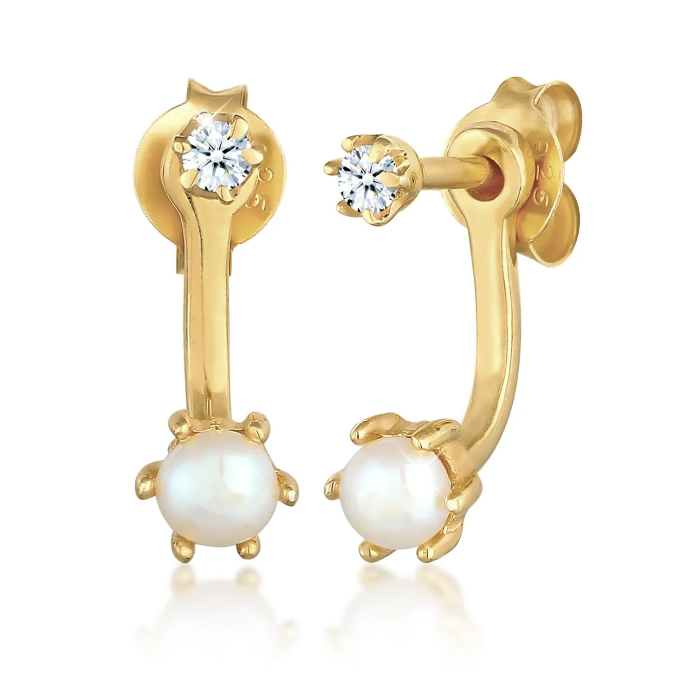 Elli "Ear Jacket | Diamant (0.06 ct), Süßwasserperle< Perlen|Ohrringe