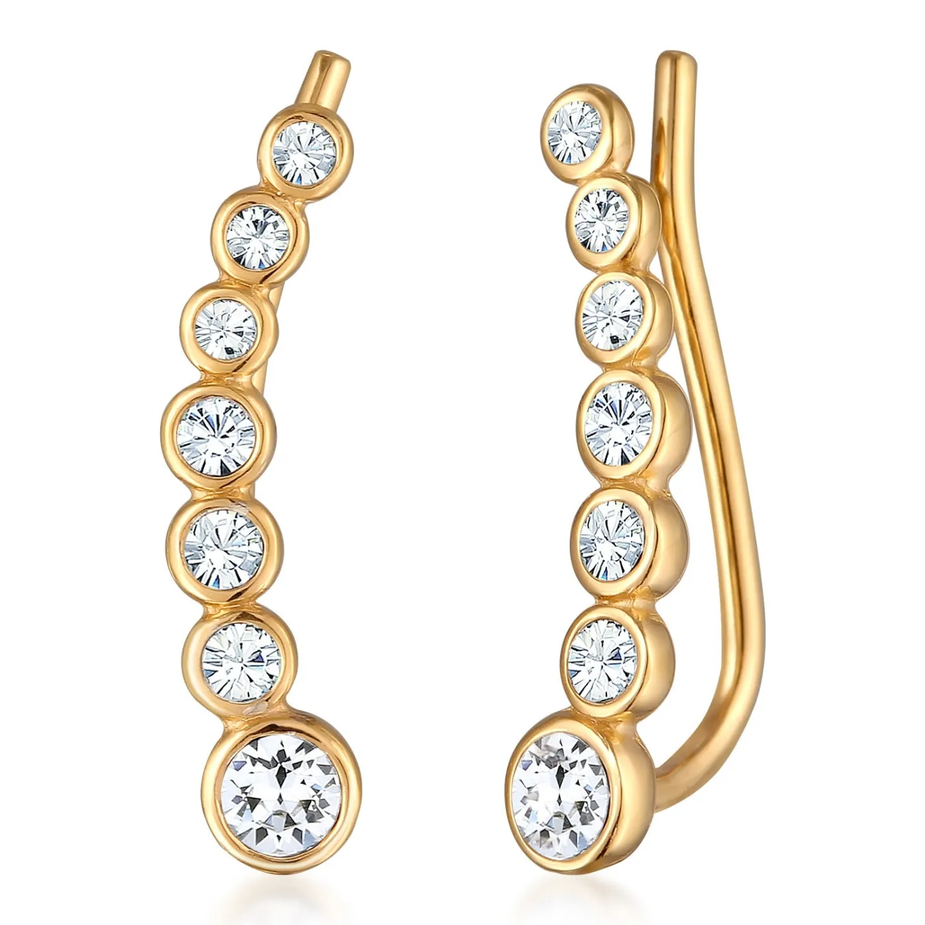 Elli "Earclimber Funkelnd | Kristall (Weiß)< Ohrringe|Silber