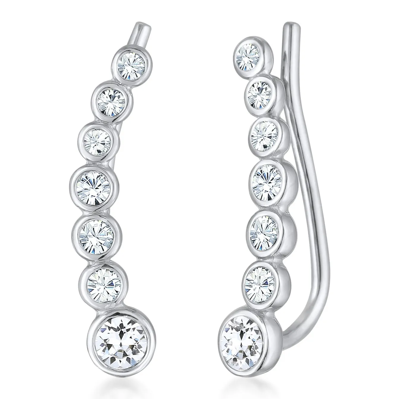 Elli "Earclimber Funkelnd | Kristall (Weiß)< Ohrringe|Silber