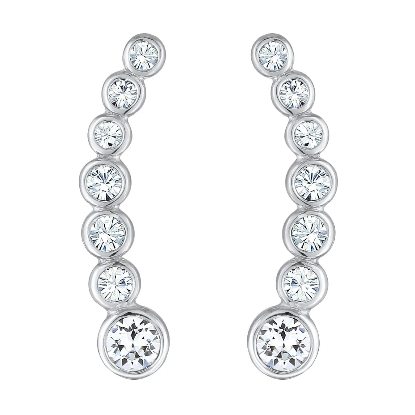 Elli "Earclimber Funkelnd | Kristall (Weiß)< Ohrringe|Silber