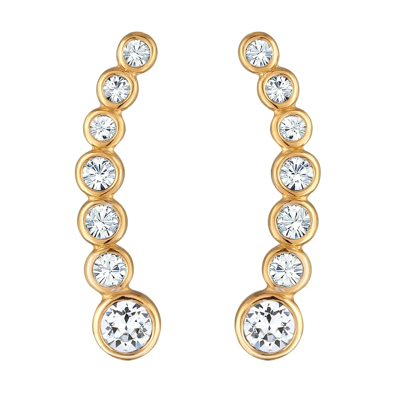 Elli "Earclimber Funkelnd | Kristall (Weiß)< Ohrringe|Silber
