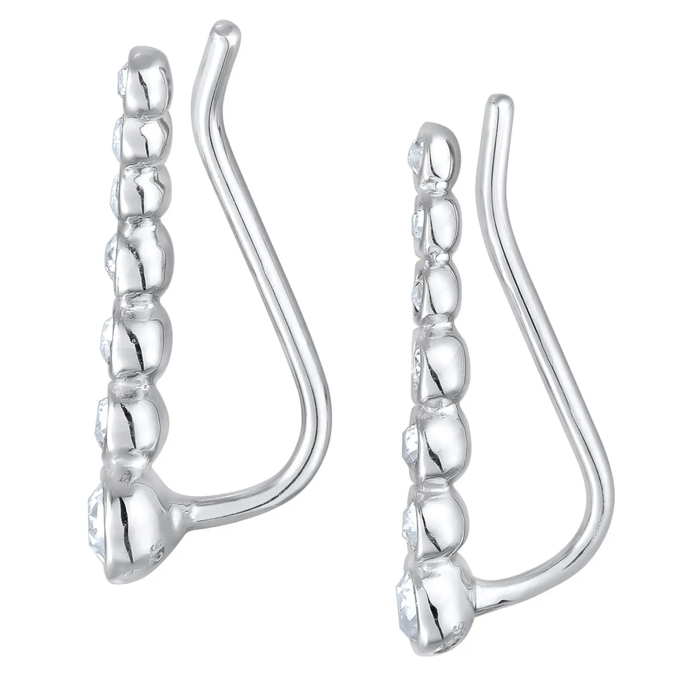 Elli "Earclimber Funkelnd | Kristall (Weiß)< Ohrringe|Silber