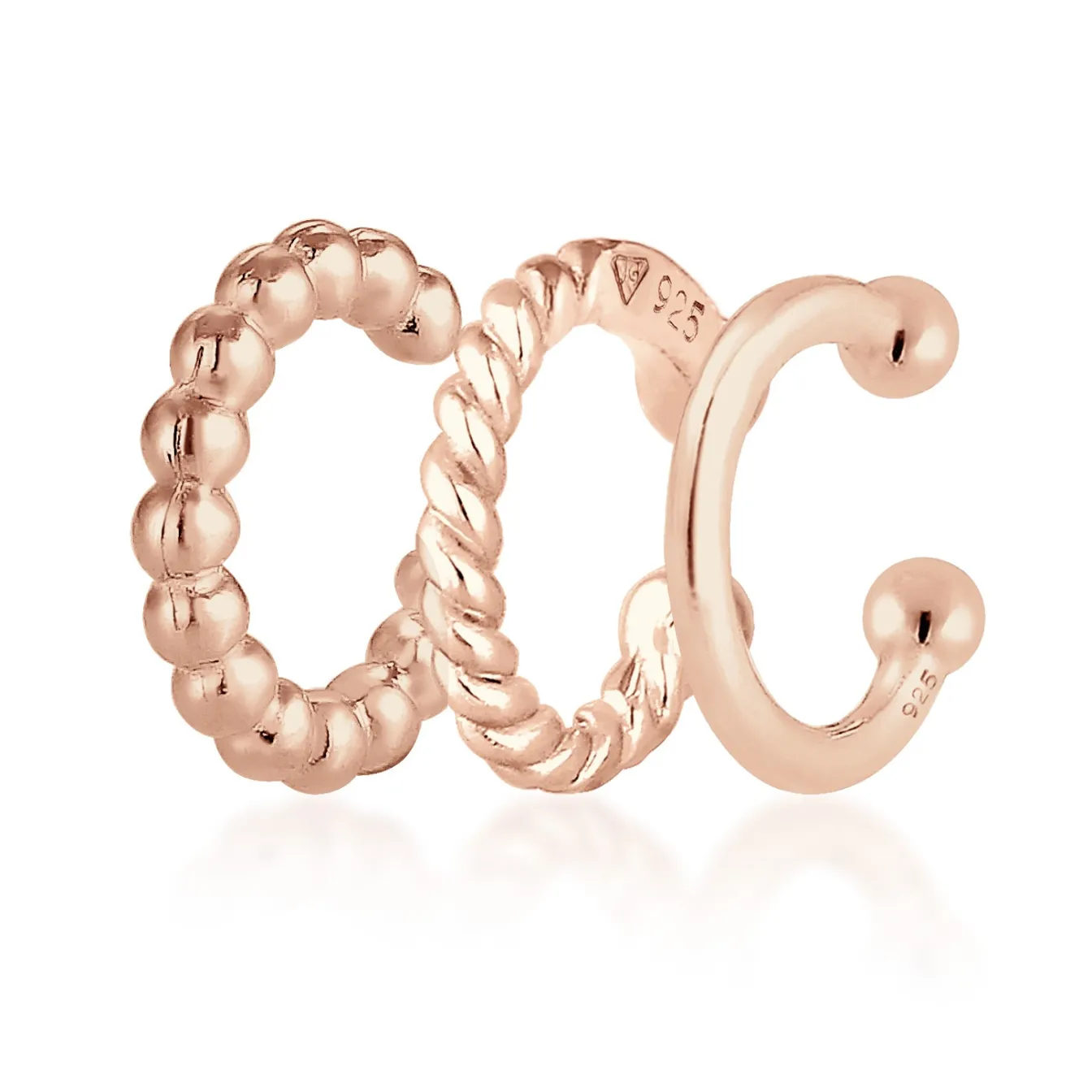 Elli "Earcuff 3er Set Basic< Roségold|Ohrringe
