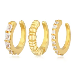 Elli "Earcuff 3er Set Geo | Zirkonia (weiß)< Ohrringe|Vergoldet