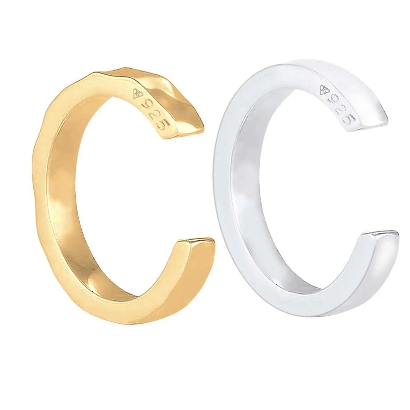 Elli "Earcuff 2er Set glänzend & gehämmert< Roségold|Ohrringe