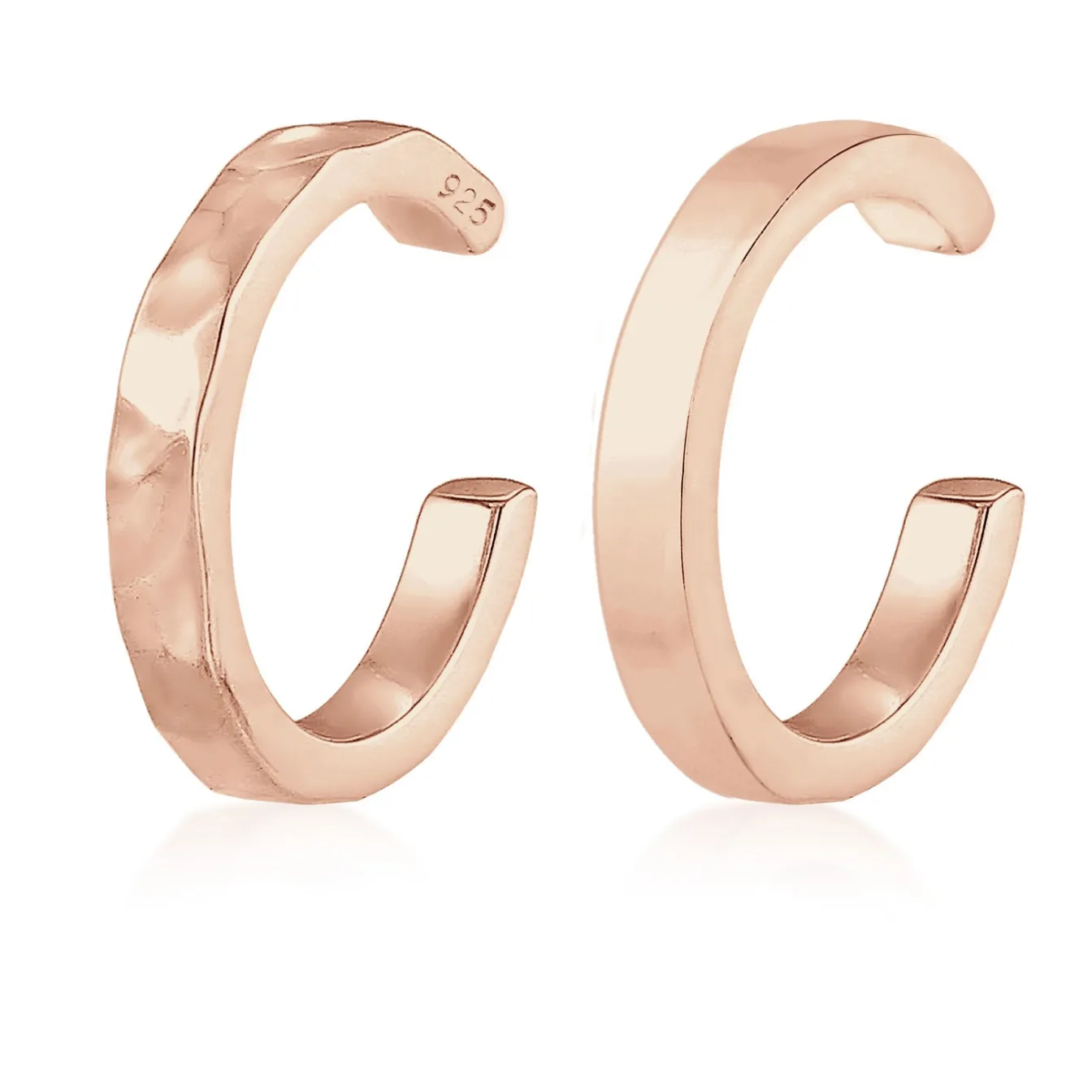 Elli "Earcuff 2er Set glänzend & gehämmert< Roségold|Ohrringe