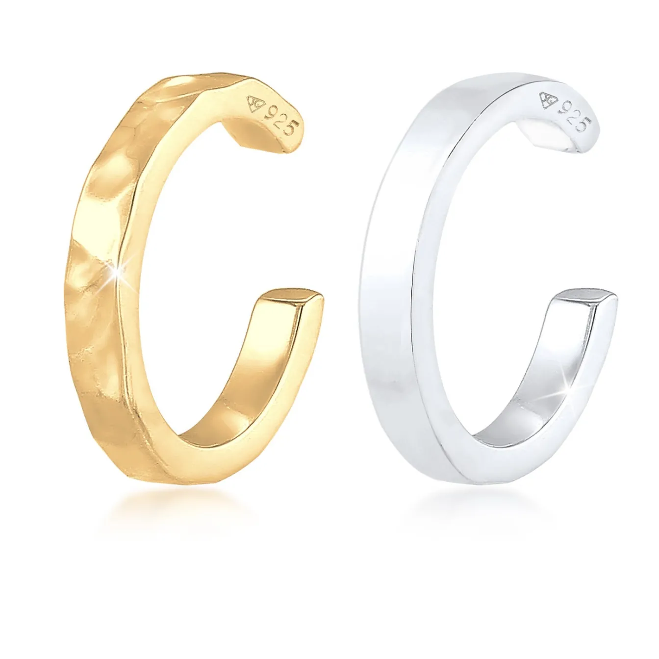 Elli "Earcuff 2er Set glänzend & gehämmert< Roségold|Ohrringe