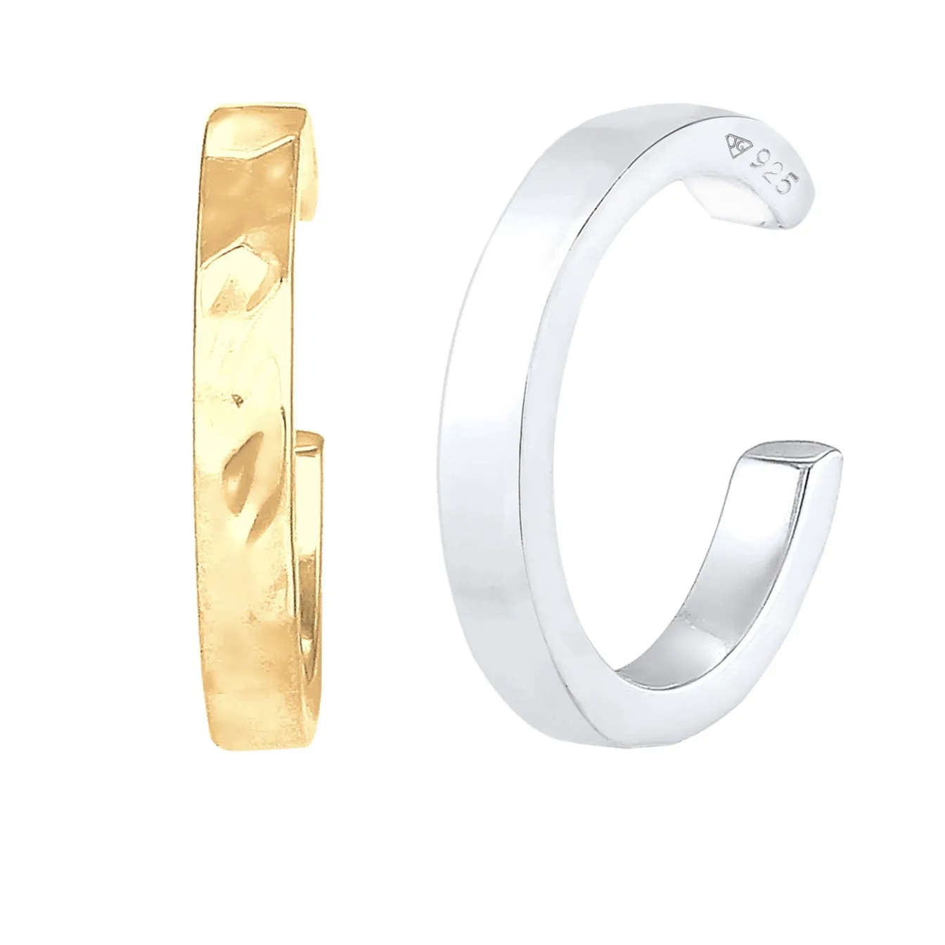 Elli "Earcuff 2er Set glänzend & gehämmert< Roségold|Ohrringe