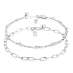 Elli "2er Set Layer Kugelkette Basic Trend 925 Silber< Vergoldet|Armbänder