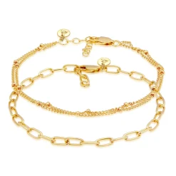 Elli "2er Set Layer Kugelkette Basic Trend 925 Silber< Vergoldet|Armbänder
