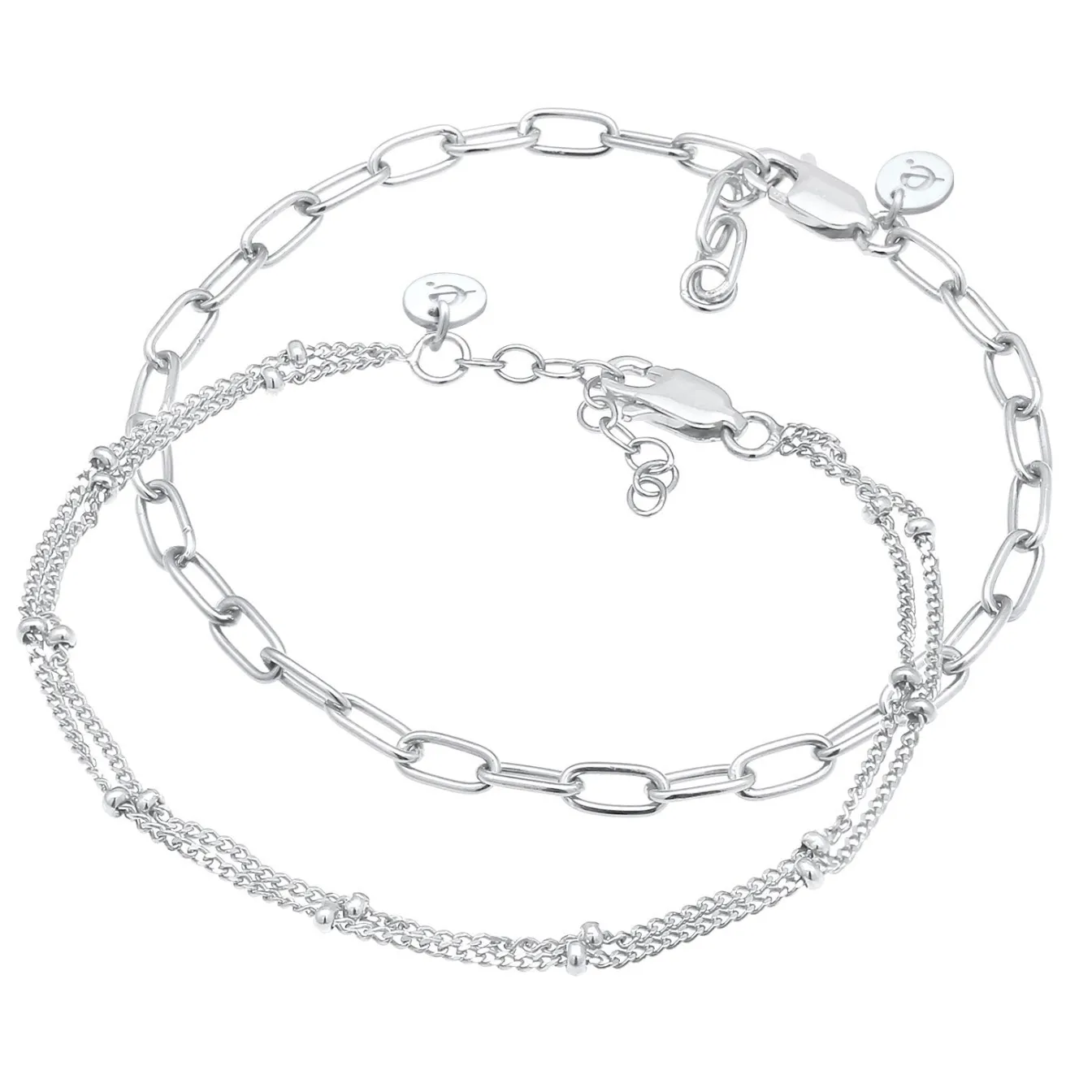 Elli "2er Set Layer Kugelkette Basic Trend 925 Silber< Vergoldet|Armbänder