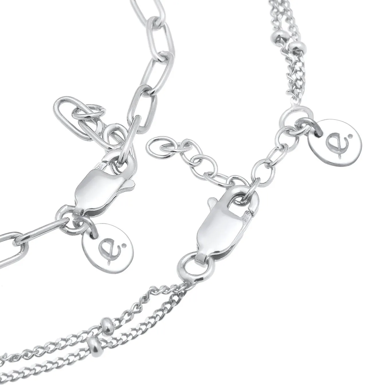 Elli "2er Set Layer Kugelkette Basic Trend 925 Silber< Vergoldet|Armbänder