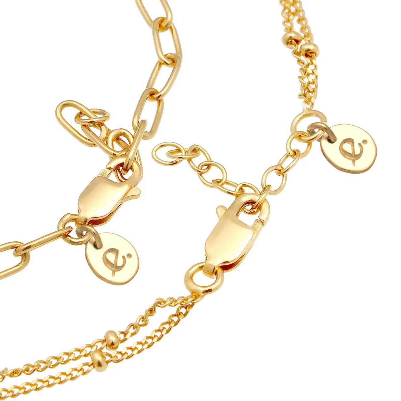 Elli "2er Set Layer Kugelkette Basic Trend 925 Silber< Vergoldet|Armbänder