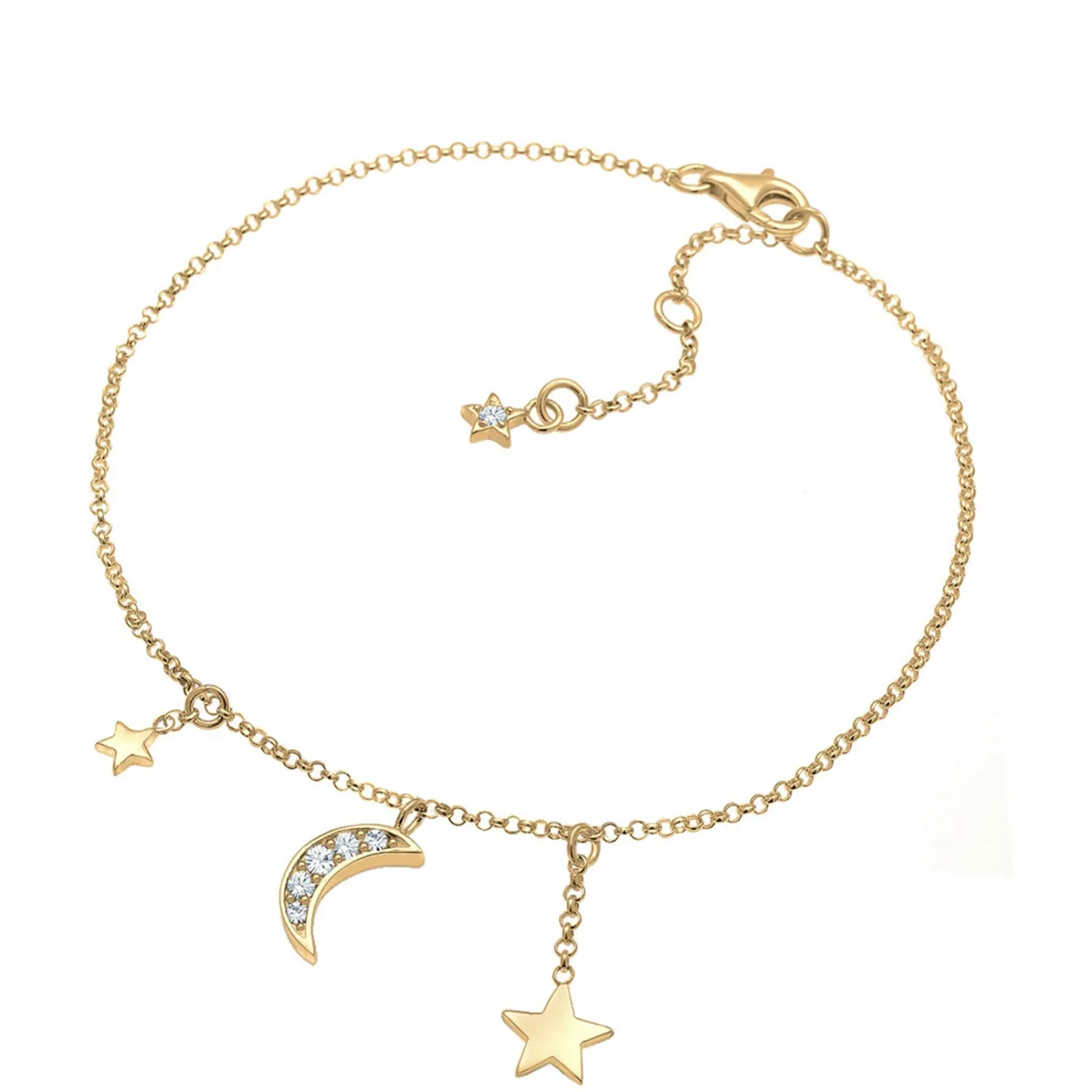 Elli "Fußkettchen Astro | Kristall (Weiß)< Symbol-schmuck|Fußschmuck