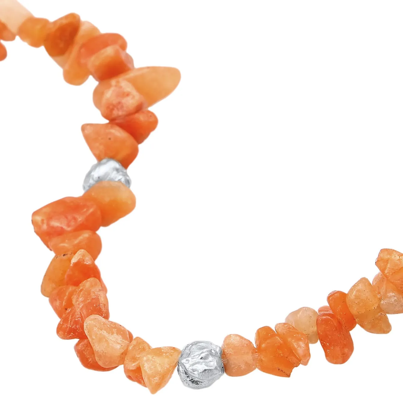 Elli "Fußkettchen Beads | Aventurin Steine (Orange)< Fußschmuck|Silber