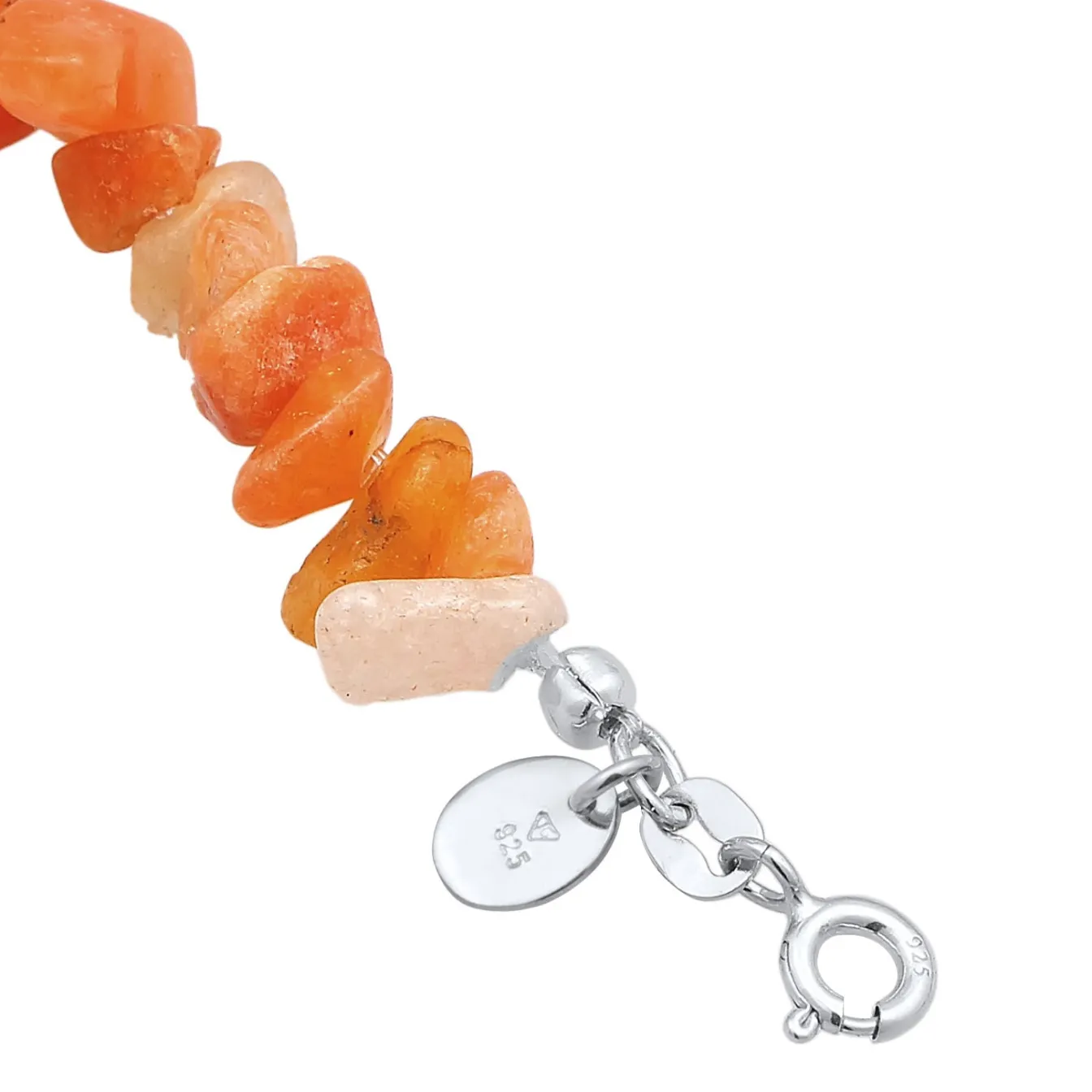 Elli "Fußkettchen Beads | Aventurin Steine (Orange)< Fußschmuck|Silber
