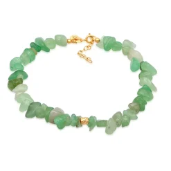 Elli "Fußkettchen Beads | Aventurin Steine (Grün)< Fußschmuck|Vergoldet