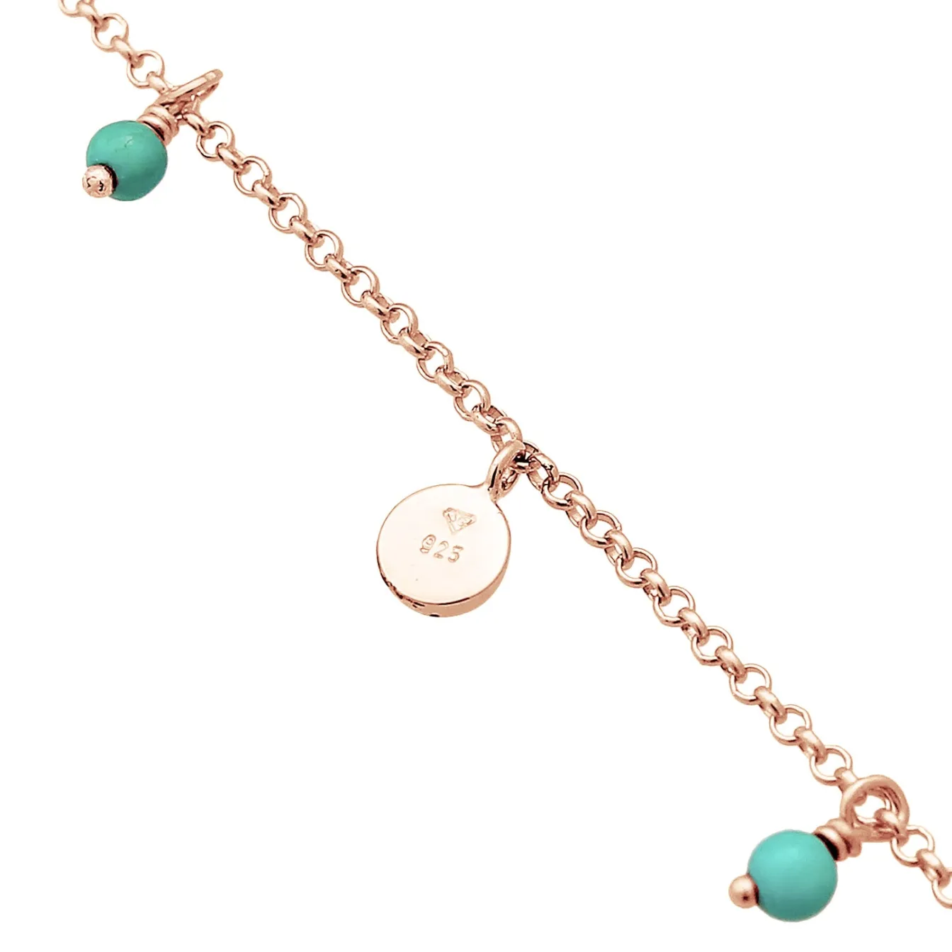Elli "Fußkettchen Geo | Howlith ( Türkis )< Roségold|Fußschmuck