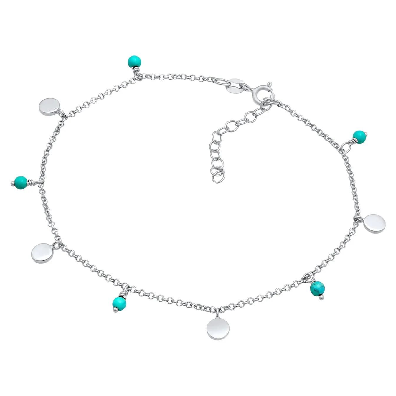 Elli "Fußkettchen Geo | Howlith ( Türkis )< Roségold|Fußschmuck