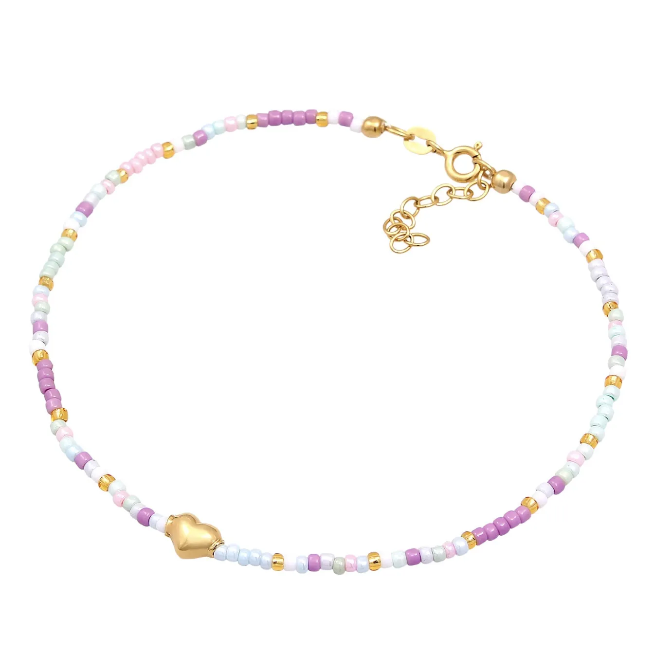 Elli "Fußkettchen Herz Beads< Symbol-schmuck|Herz-schmuck