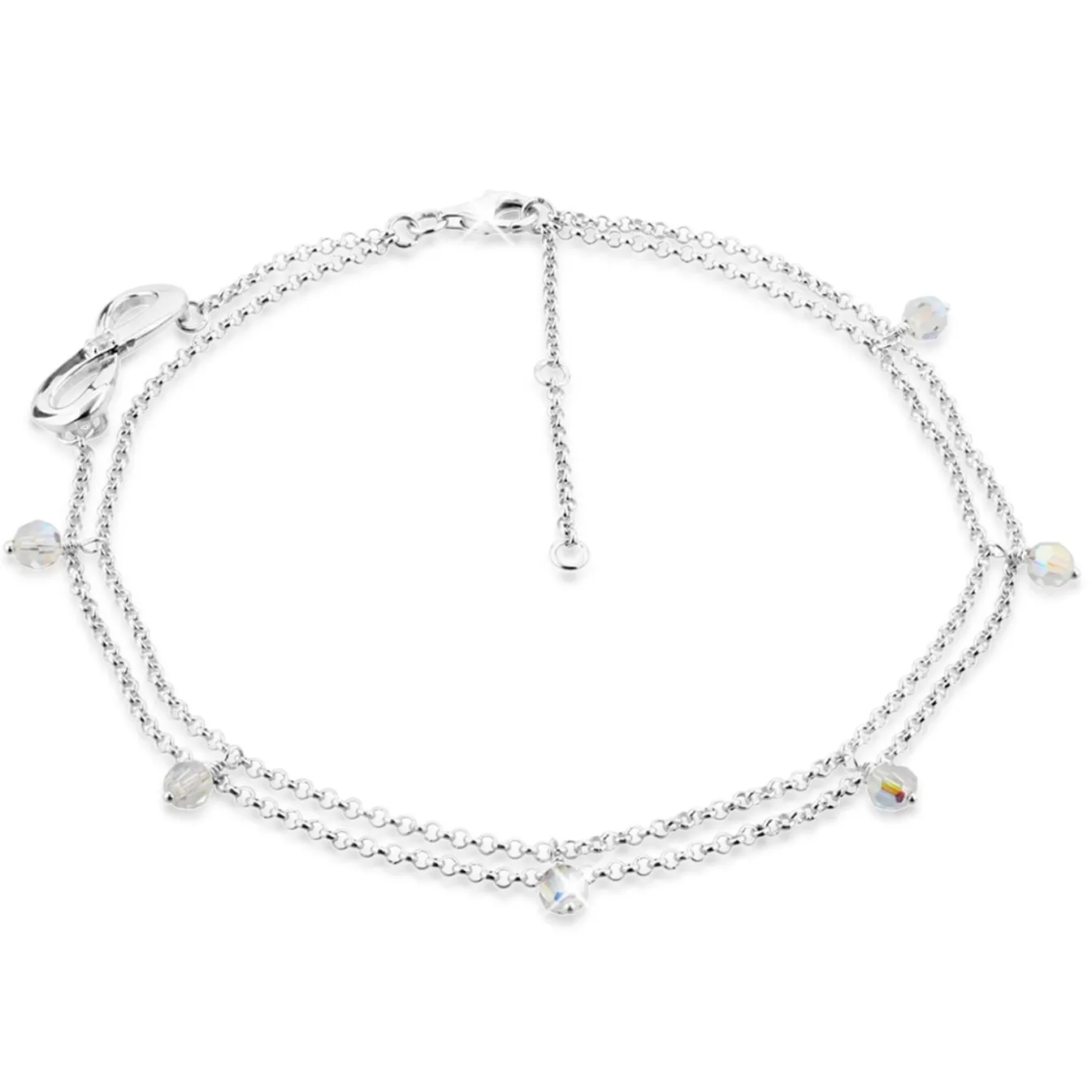 Elli "Fußkettchen Infinity | Kristall ( Weiß )< Symbol-schmuck|Herz-schmuck