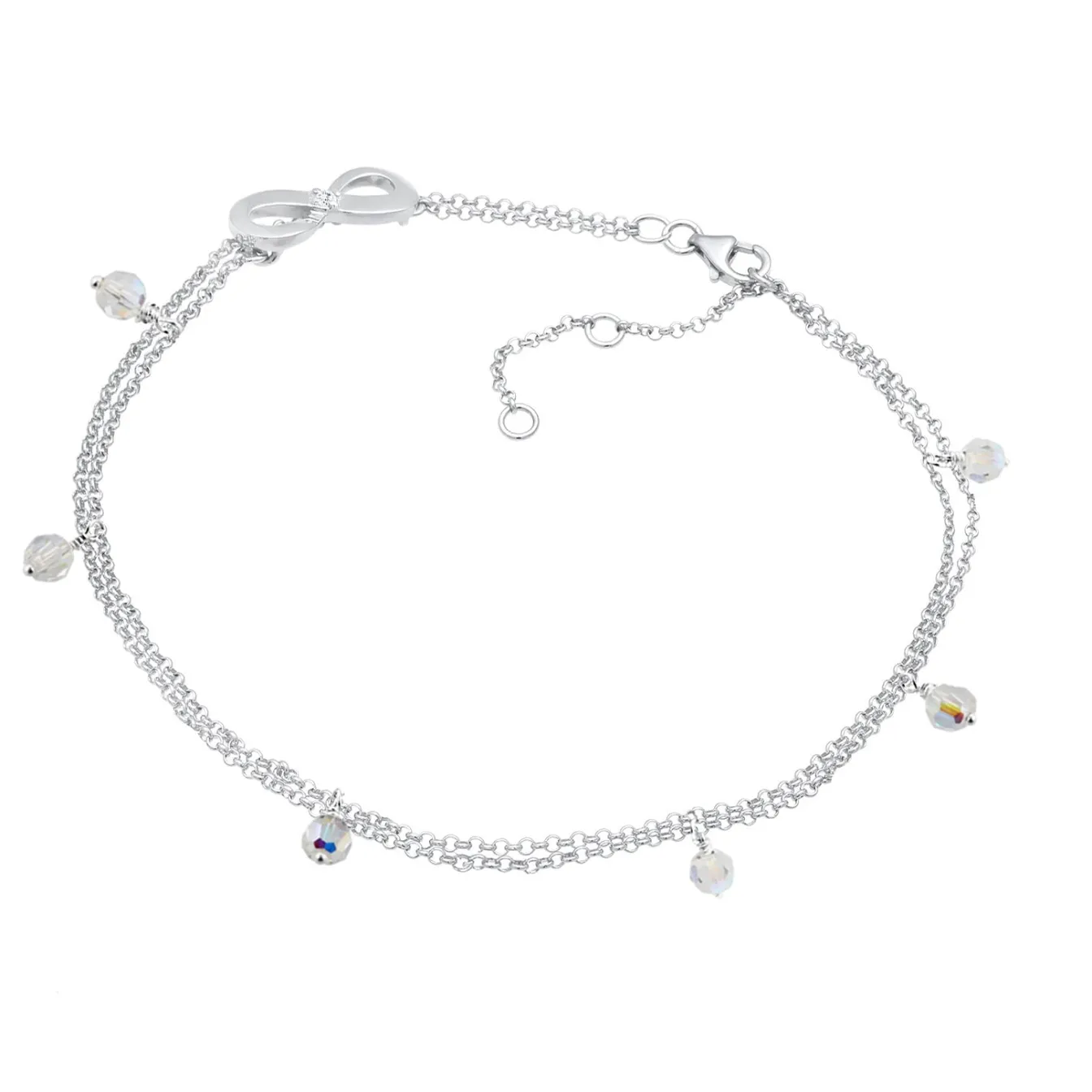 Elli "Fußkettchen Infinity | Kristall ( Weiß )< Symbol-schmuck|Herz-schmuck