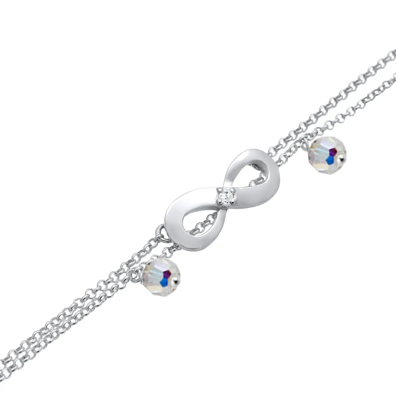 Elli "Fußkettchen Infinity | Kristall ( Weiß )< Symbol-schmuck|Herz-schmuck