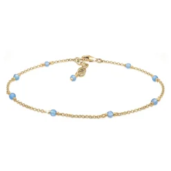Elli "Fußkettchen Kugel | Achat ( Blau )< Fußschmuck|Vergoldet