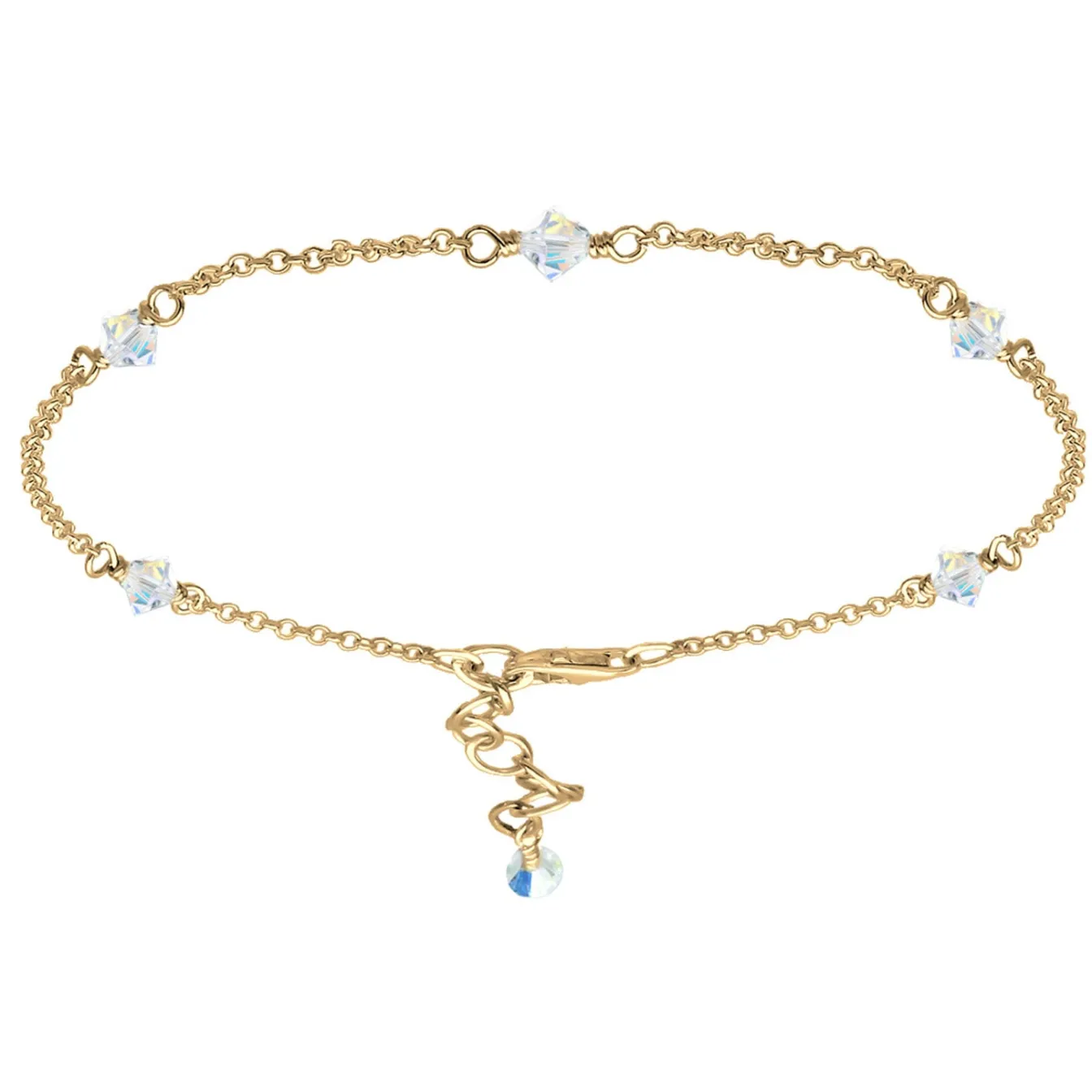 Elli "Fußkettchen Kugel | Kristall ( Weiß )< Roségold|Fußschmuck
