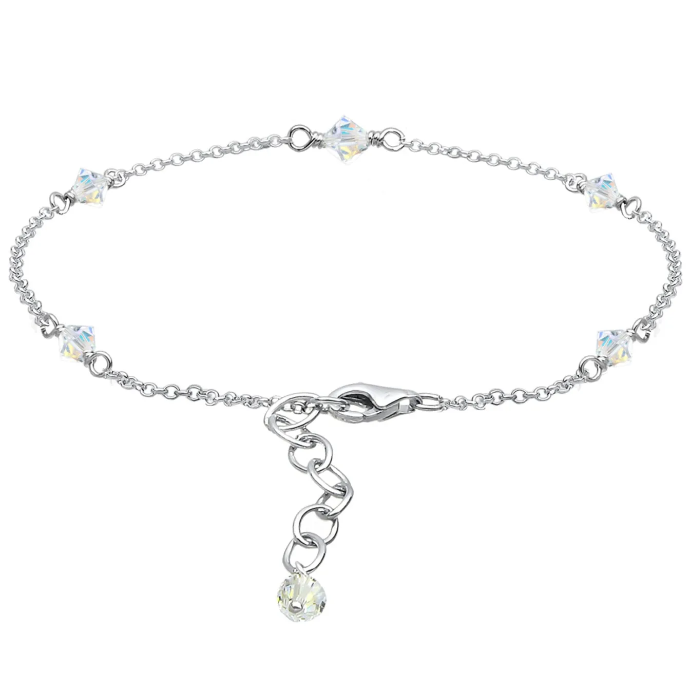 Elli "Fußkettchen Kugel | Kristall ( Weiß )< Roségold|Fußschmuck