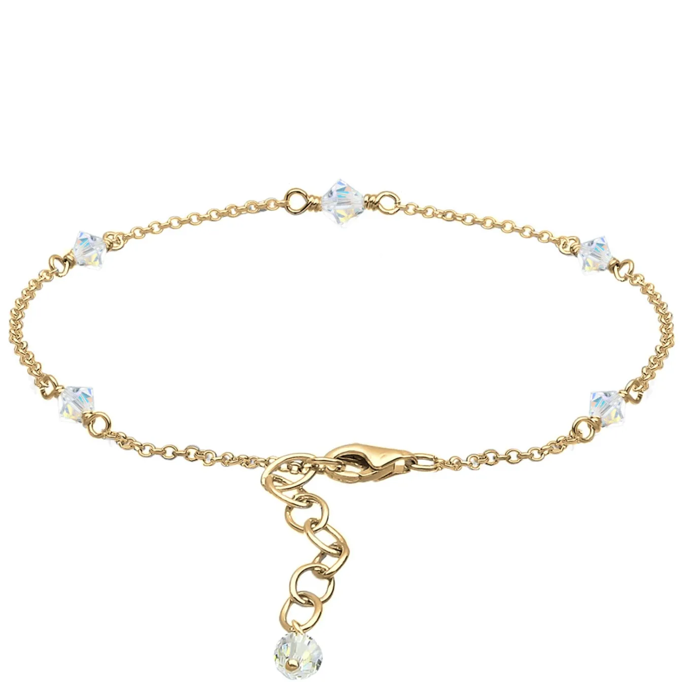Elli "Fußkettchen Kugel | Kristall ( Weiß )< Roségold|Fußschmuck