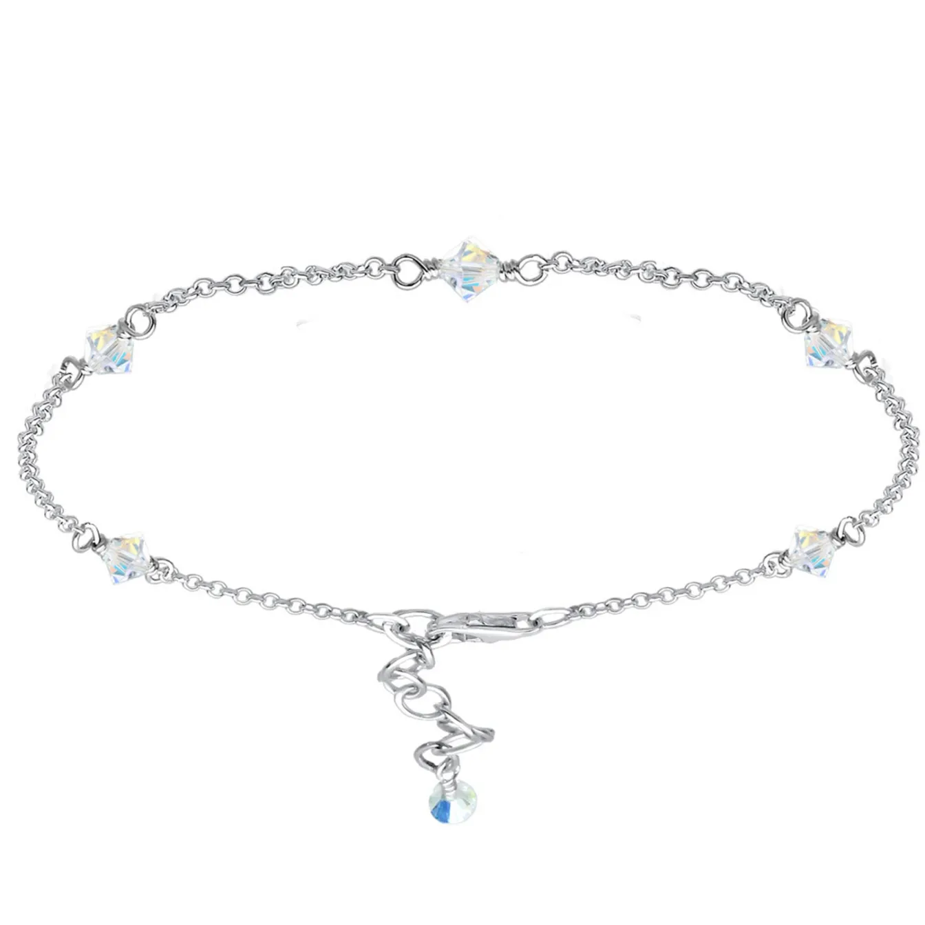 Elli "Fußkettchen Kugel | Kristall ( Weiß )< Roségold|Fußschmuck