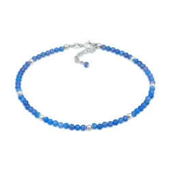 Elli "Fußkettchen Kugeln | Achat (Blau)< Fußschmuck|Silber