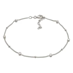 Elli "Fußkettchen Kugeln | Glas Kristalle (Weiß)< Fußschmuck|Silber