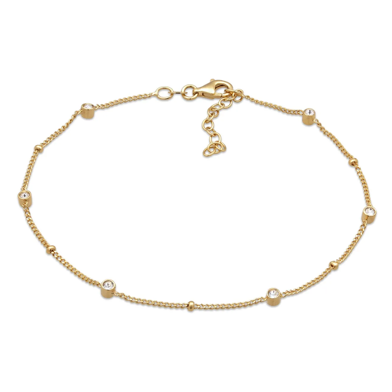 Elli "Fußkettchen Kugeln | Glas Kristalle (Weiß)< Fußschmuck|Silber