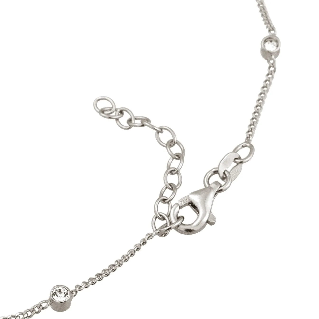 Elli "Fußkettchen Kugeln | Glas Kristalle (Weiß)< Fußschmuck|Silber