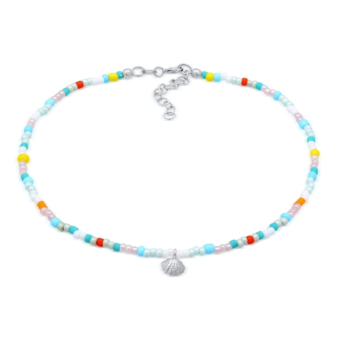 Elli "Fußkettchen Muschel Beads< Fußschmuck|Silber