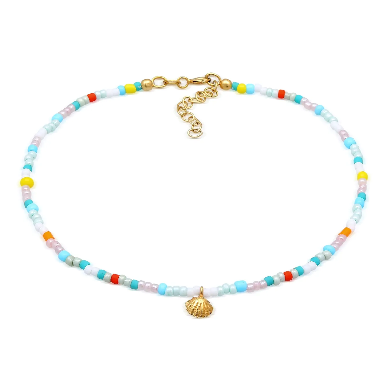 Elli "Fußkettchen Muschel Beads< Fußschmuck|Silber