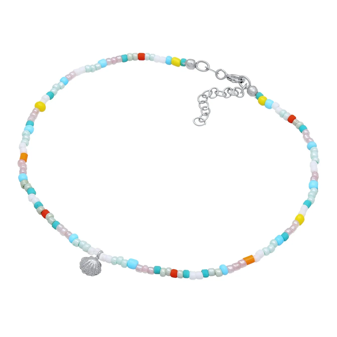 Elli "Fußkettchen Muschel Beads< Fußschmuck|Silber