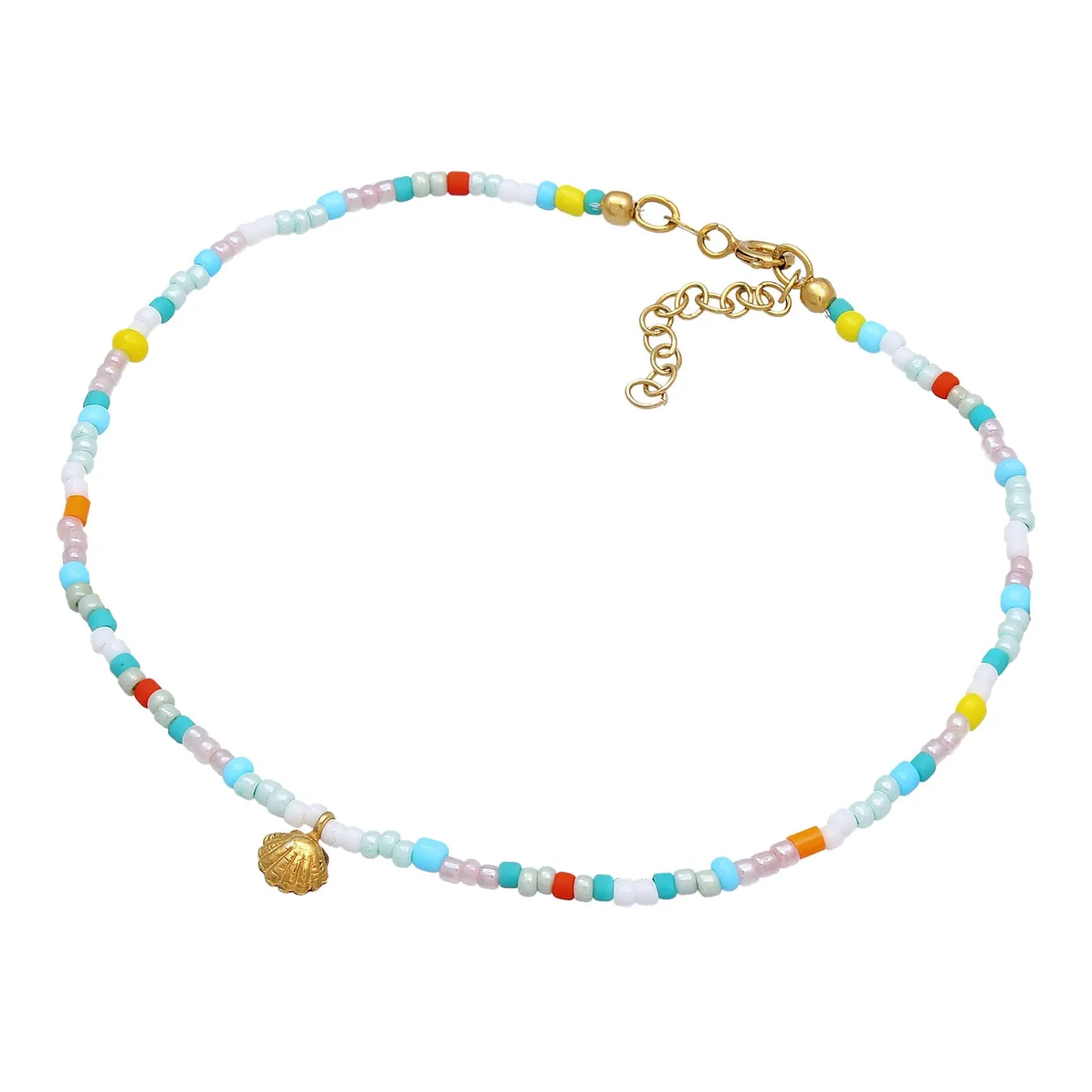 Elli "Fußkettchen Muschel Beads< Fußschmuck|Silber