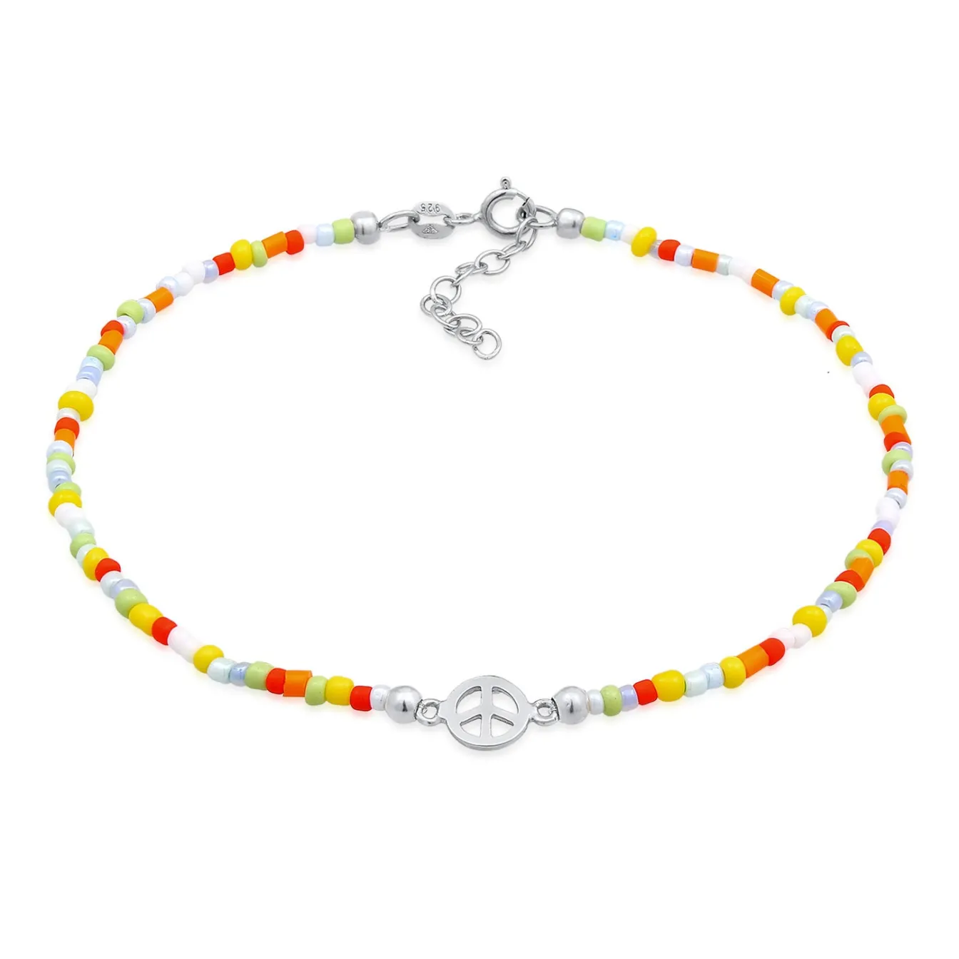 Elli "Fußkettchen Peace Beads< Fußschmuck|Silber