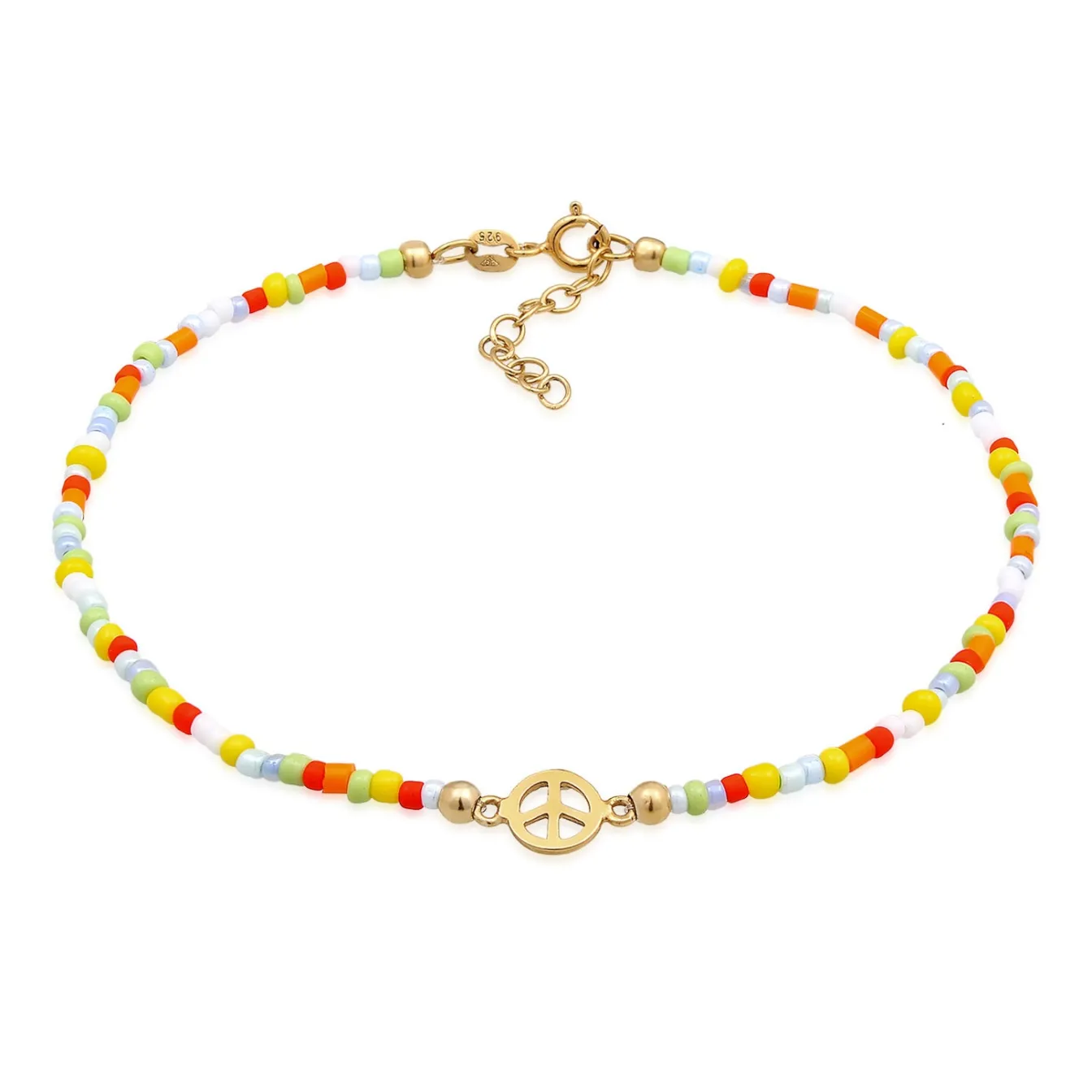 Elli "Fußkettchen Peace Beads< Fußschmuck|Silber