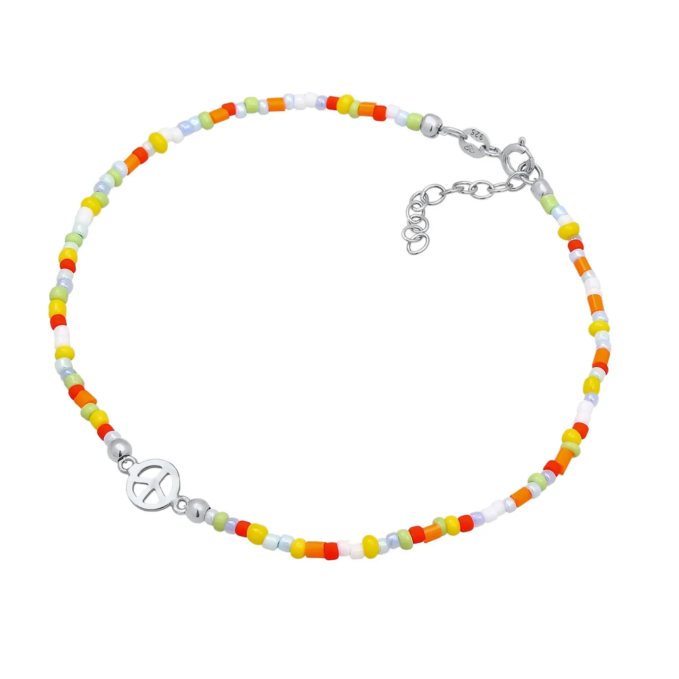 Elli "Fußkettchen Peace Beads< Fußschmuck|Silber